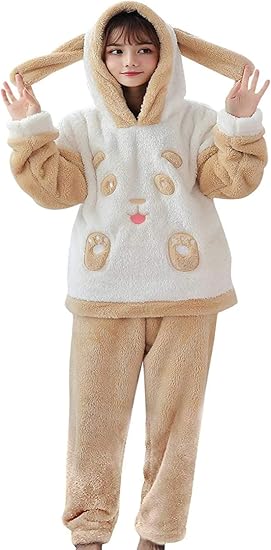 Amazon Enmnm パジャマ ルームウェア レディース 秋冬 もこもこ 長袖 パジャマ フランネル ルームウェア 可愛い 暖かい 上下セット 女性 部屋着 パジャマ ルームウェアセット 通販