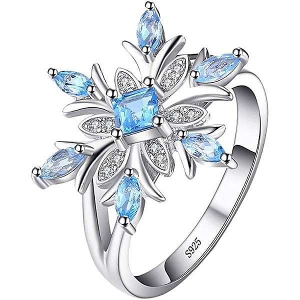 COLLBATH Women's Sapphire Snowflake Jewelry Set - Necklace & Earrings, Blue Crystal