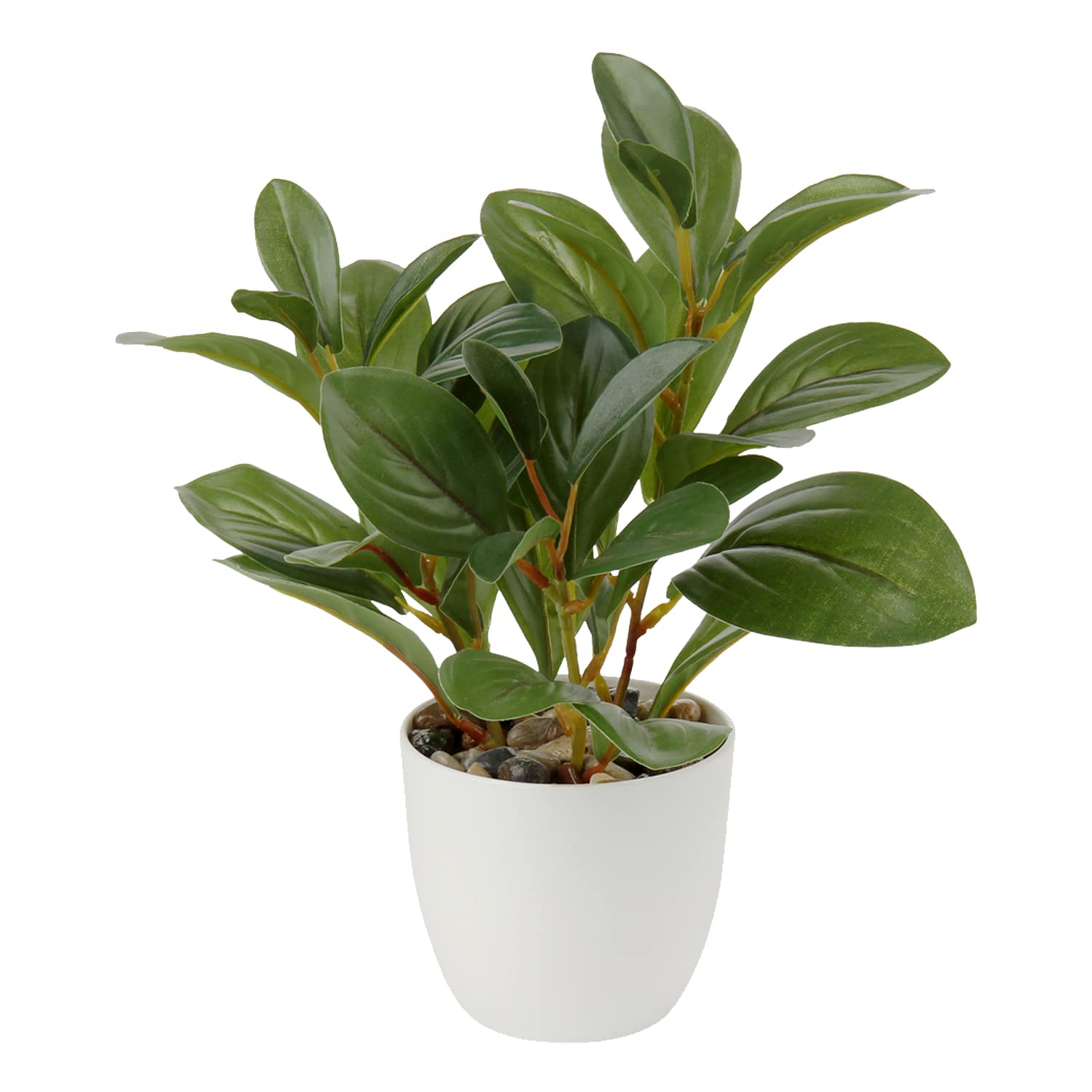 Oairse Artificial Plant Camellia 28cm Fake Plants in Pots Faux Camellia Plants with White Pots Fake Plant Potted Small Bonsai Tree for Home Bedroom Office Desk Kitchen Shelves Decoration