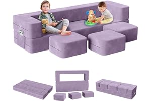 MOOITZ Kids Couch, Extra Large Toddler Couch with 3 Ottomans, 5 in 1 Modular Kids Couch for Playroom Bedroom, Fold Out Kids Sofa for Toddler and Baby, Play Couch Sofa for Kids