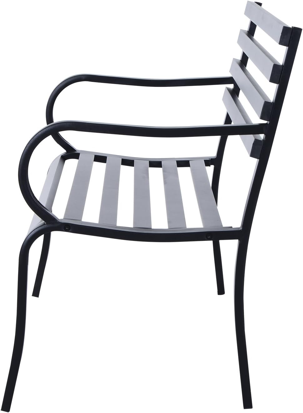 Outsunny 2 Seater Metal Garden Park Bench Porch Chair Furniture Patio Outdoor Park Loveseat Seat Black, 127 x 62 x 81 cm - Image 5