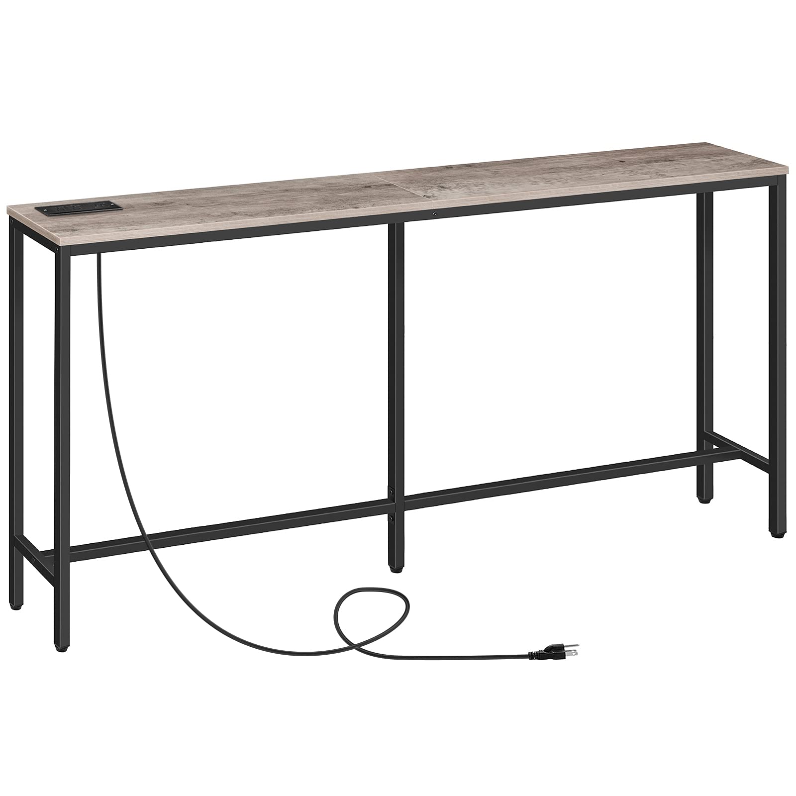 MAHANCRIS 63" Console Table with Power Outlet, Narrow Sofa Industrial Entryway Behind Couch Table with USB Ports for Entryway, Hallway, Foyer, Living Room, Bedroom, Greige CTHG16E01Z1 Image MAHANCRIS 63" Console Table with Power Outlet, Narrow Sofa Industrial Entryway Behind Couch Table with USB Ports for Entryway, Hallway, Foyer, Living Room, Bedroom, Greige CTHG16E01Z1 Image