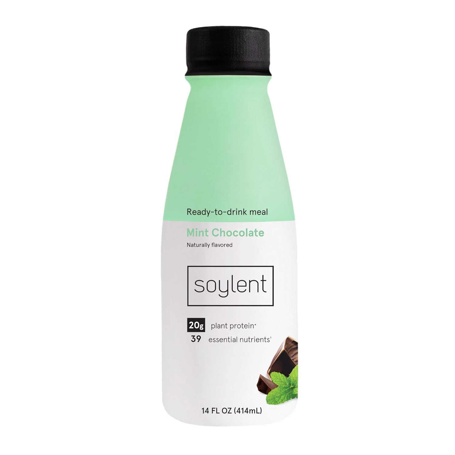 Soylent Mint Chocolate Plant Protein Meal Replacement Shake, 14 fl oz, 12 Bottles - Packaging May Vary