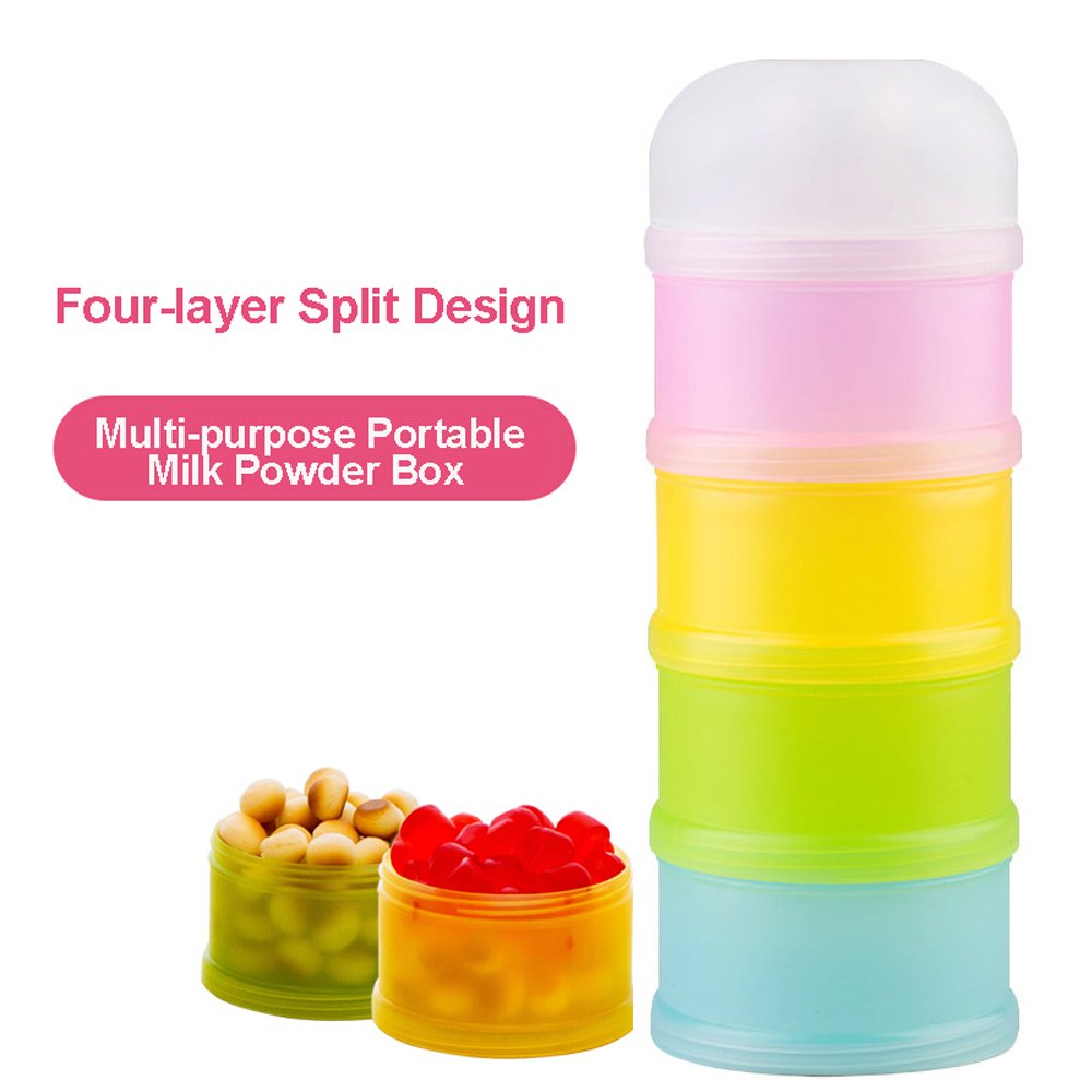 Formula Dispenser, Kidsmile Twist-Lock Stackable On-The-Go BPA Free Milk Powder Box Baby Food Storage Container Snack Cups for Toddlers - 4 Feeds, no Powder Leakage : Baby
