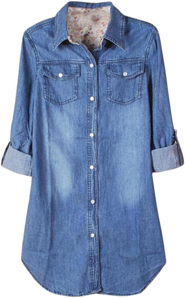 long length denim shirt
