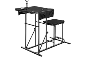 IRONMAX Foldable Shooting Bench, Height Adjustable Shooting Table with Padded Seat, Gun Rest & Gear Pockets, Portable Shooting Bench for Rifles, Outdoor Range and Hunting