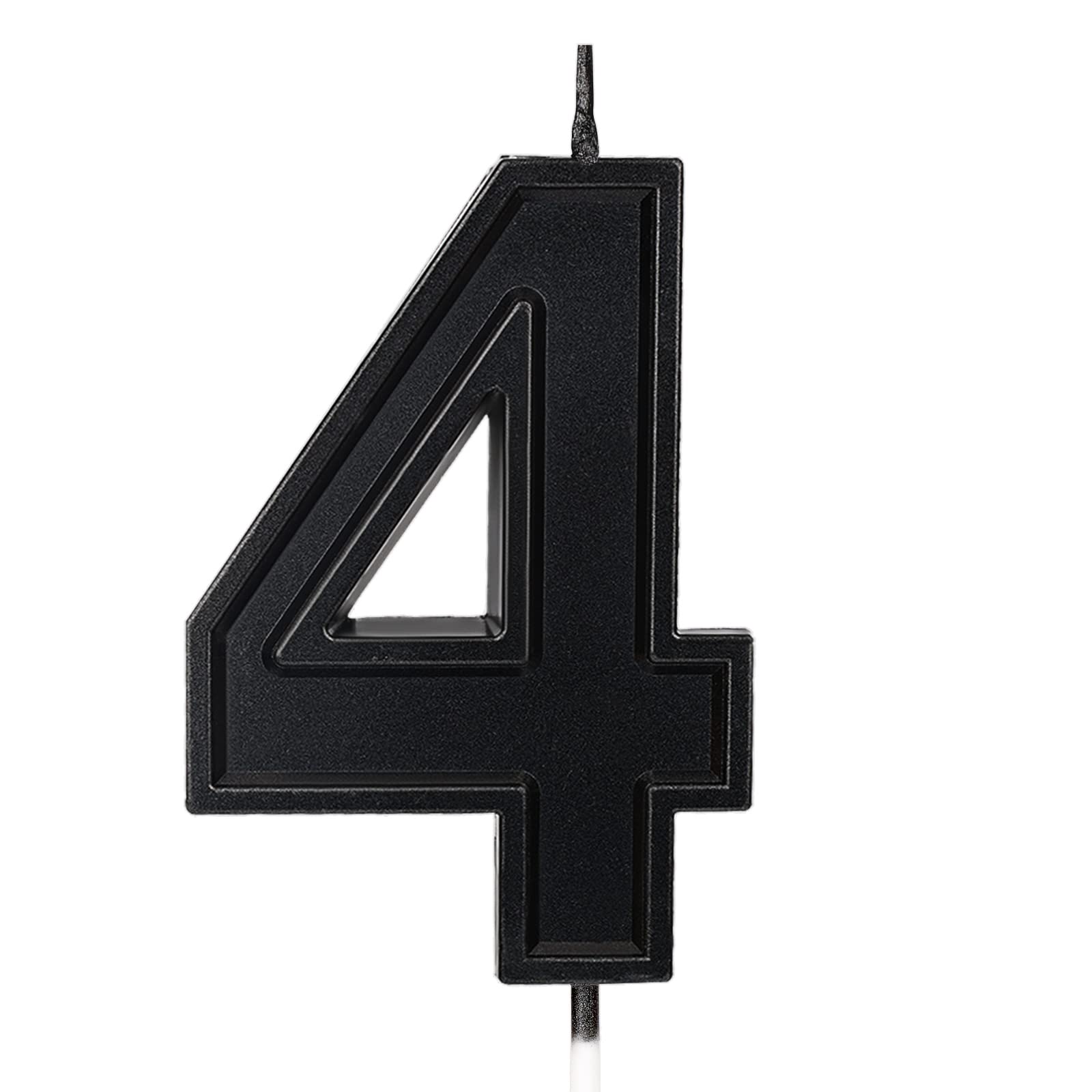 LUTER 2.76 Inch Number Birthday Candles, 3D Diamond Shape Birthday Cake Candles Cake Topper Decoration for Wedding Anniversary Graduation Party Kids Adults (Black)(4)