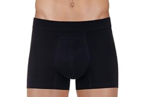 PROTECHDRY - Washable Urinary Incontinence Cotton Boxer Brief Underwear for Men with Front Absorbent Area (Large (Pack of 1), Black)