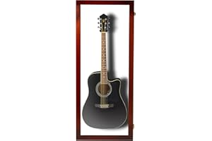 PENNZONI Acoustic Guitar Display Case - Acrylic Acoustic Guitar Case - Guitar Display Case Wall Mount Made from Hardwood Frame & Clear Acrylic - Cherry w/Felt White