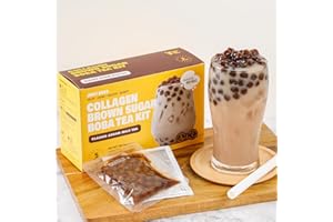 OCEANA JIFFY BOBA JIFFY BOBA - Authentic Instant Assam Bubble Boba Milke Tea Kit with Collagen Brown Sugar Tapioca Boba Pearls - Ready in 60 Seconds, Paper Straws Included (5 Drinks)