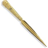 Evenchae Bejeweled Art Deco Letter Opener, Gold with Sparkly Clear Crystals | Arrives in a Ready To Gift Velvet Bag and Vegan Leather Sheath, Elegant Office Desk Accessory, Open Mail and Christmas Cards