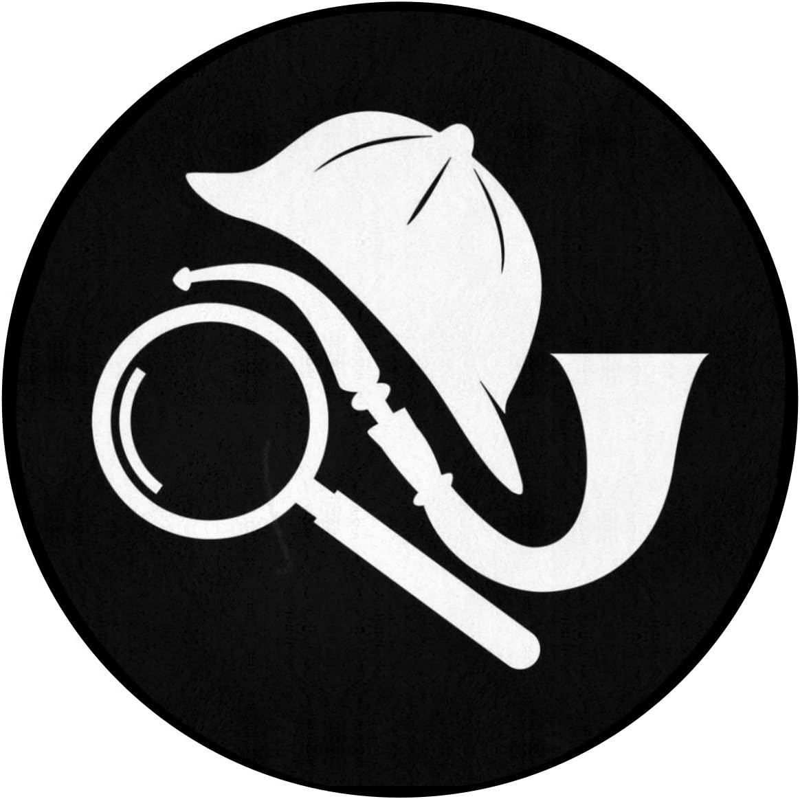 Sherlock Holmes Minimal Indoor Outdoor Rug Round 60"" x60 Front Door Mat Waterproof, Non Slip Washable Quickly Absorb Moisture and Resist Dirt Rugs for Entryway