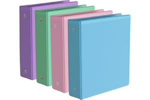 2-Inch Binder 3 Ring, Round Ring with 2 Interior Pockets, Holds 450 Sheets Letter Size Paper, Durable Plastic View Binders fo