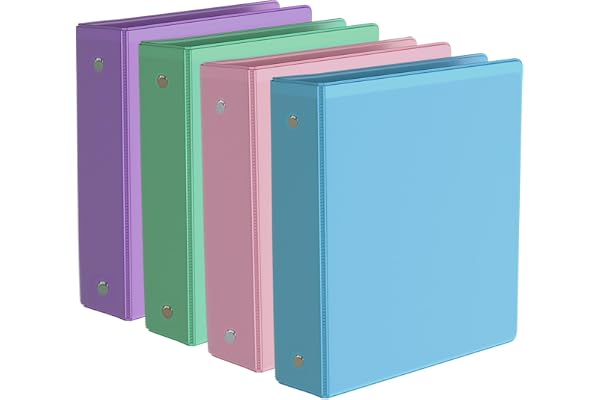 2-Inch Binder 3 Ring, Round Ring with 2 Interior Pockets, Holds 450 Sheets Letter Size Paper, Durable Plastic View Binders fo