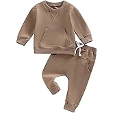 Ledy Champswiin 0-3 Years Neutral Outfits Toddler Baby Boy Girl Clothes Solid Color Sweatsuits Fall Winter Tops & Pants