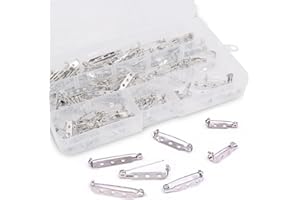 Rustark 120Pcs 3 Sizes Silver Tone Pin Back Clasp Brooch for Badge Crafts, Jewelry Crafting, Sewing Fabric, Making Corsage - Small/Medium/Large