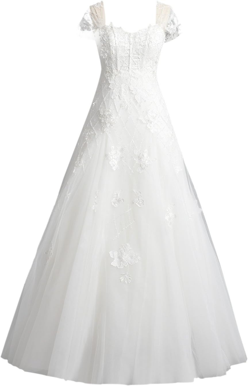 Tidetell 2015 Magnetic A Line Wedding Gowns Cap Sleeves Bridal Dresses