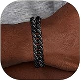 ChainsPro Miami Cuban Link Chain Bracelet for Men, 8/12/17mm, 7.5/8.3/9inch, 316L Stainless Steel/18K Gold Plated/Black Hip Hop Bracelets for Father Husband No Tarnish Bracelet- Send Gift Box