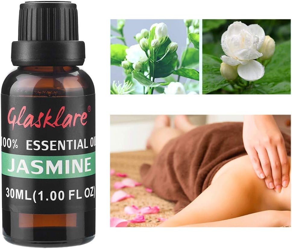Pure Fragrance Jasmine Single Essential Oils for Massage Diffuser Humidifier Skin & Hair Care Therapeutic Grade Breast Enhancement Perfume Uplifting Plant Aromatherapy Scent