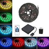 LED SMD 5050 Waterproof 6.5ft 60leds 5V RGB Color Changing Flexible Rope Strip TV Backlight Lights with RF Wireless Remote controller +5V 2A US Plug +USB Battery Powered box +USB cable