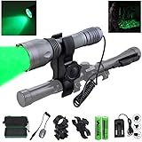 VASTFIRE 350 Yard LED Green Flashlight Kit Hog Coyote Varmints Predator Long Range Night Hunting Light Flashlight Dual Pressu