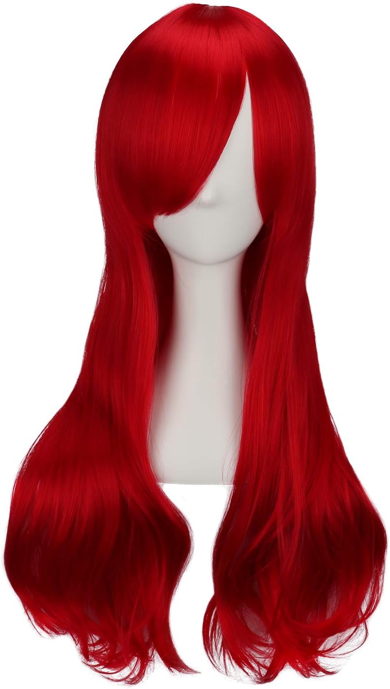 ColorfulPanda Charming Long Red Wigs for Women Curly Wavy Synthetic Hair Ends Halloween Costume Cosplay Wig (Red) - Image 5