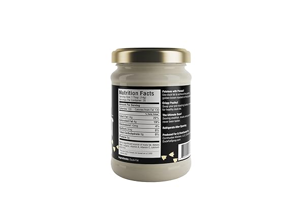CORNHUSKER KITCHEN ANIMAL COOKING OIL DUCK FAT 14OZ JAR – GOURMET PREMIUM RENDERED -SHELF STABLE