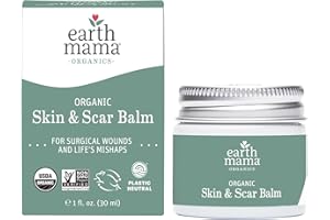 Earth Mama Organic Skin & Scar Balm |C-Section Recovery Skin Care, Pregnancy Stretch Mark Scar Cream with Organic Jojoba Oil, Tamanu Oil & Gotu Kola