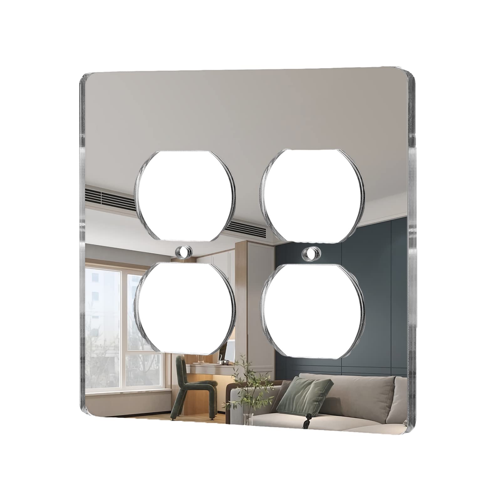 Photo 1 of 1 Pcs Mirror Outlet Covers Durable Light Switch Plates Acrylic Mirrored Double Gang Wall Plate Decorative Wall Outlet Cover Wall Plates For Electrical Outlets