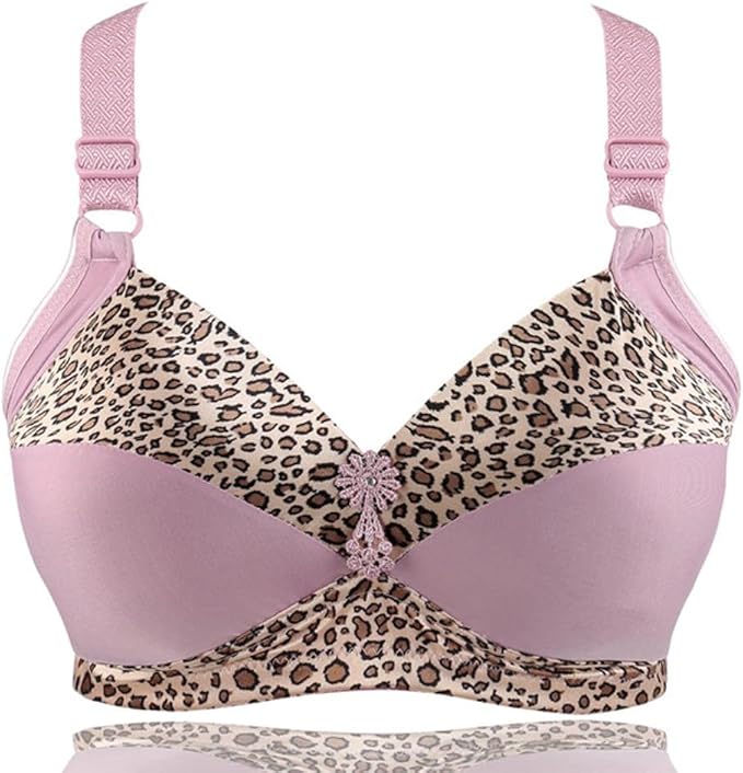 HJKHJK Women Wireless Bra Leopard Print Bra Push Up Ajusted Cup