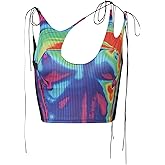 CAPE CLIQUE Y2K Tops Rave Outfits Sexy Tops for Women Party Club Night Halter Sleeveless 3D Body Print Summer Crop Tank Top
