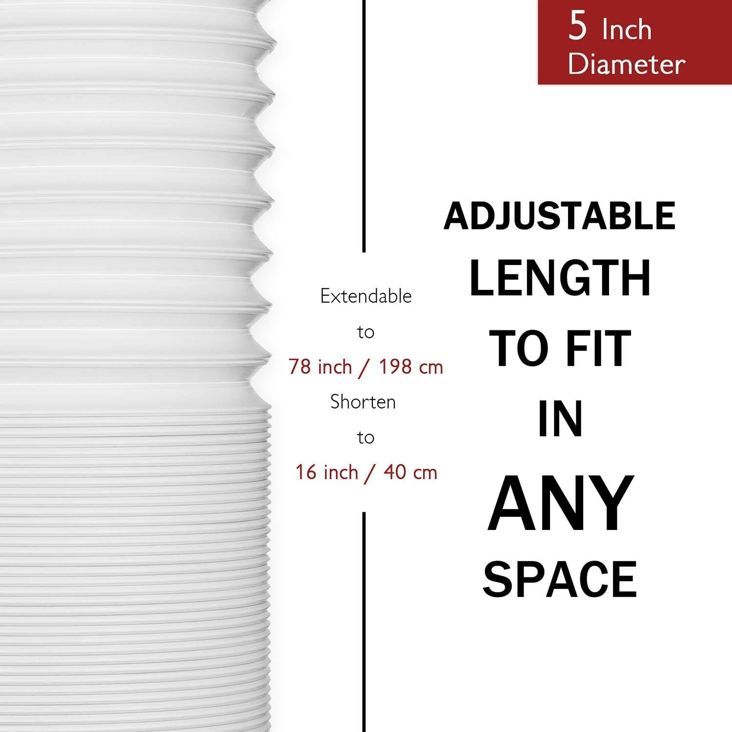 TURBRO Portable Air Conditioner Universal Exhaust Hose - 5 Inch Diameter, 78 Inch Length, Clockwise Thread: Home & Kitchen