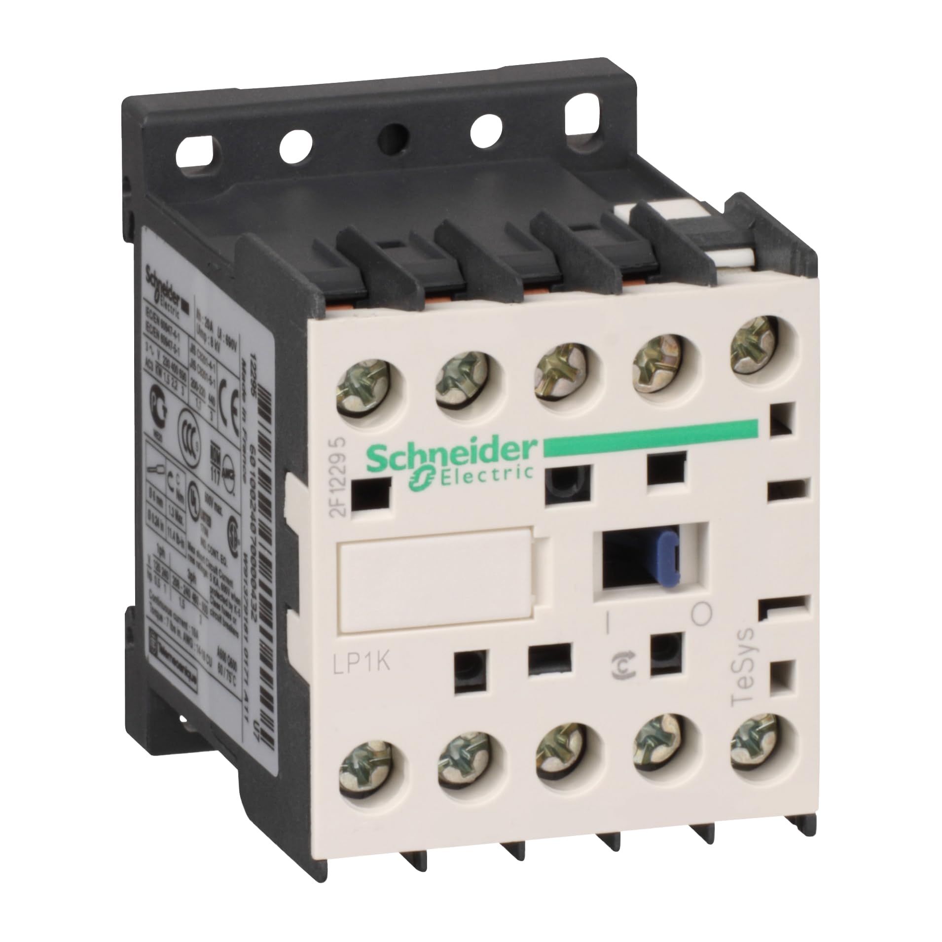 Schneider Electric, TeSys K contactor - 3P - AC-3 <= 440 V 9 A - 1 NC aux. - 24 V DC coil, LP1K0901BD3
