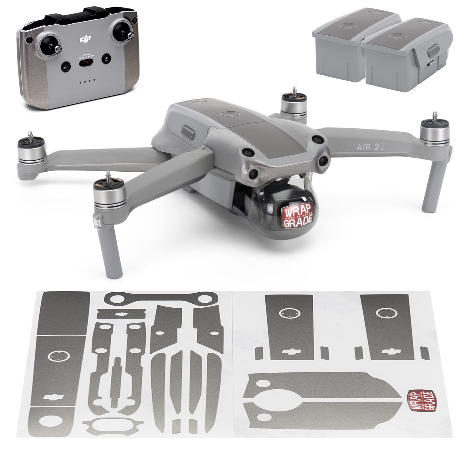 Wrapgrade Skin compatible with DJI Air 2S | Accent Color B (TITANIUM)