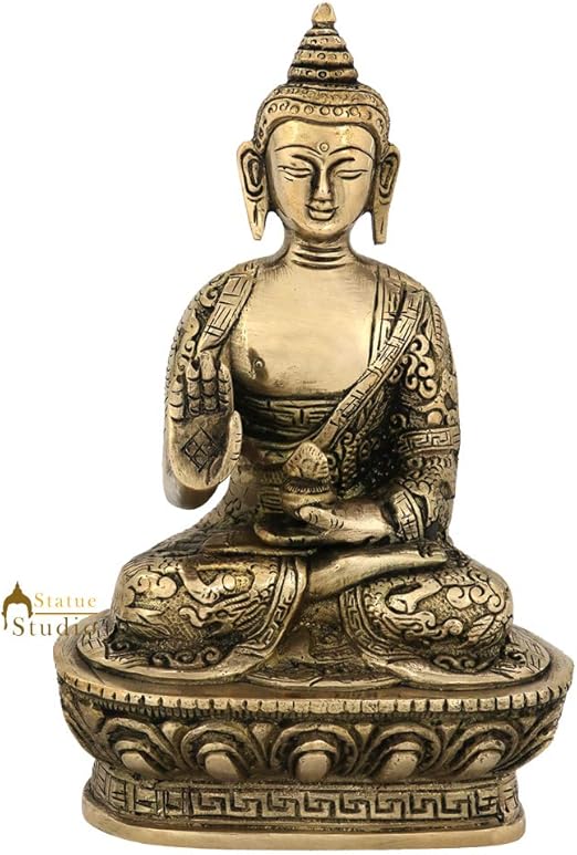amazon com statuestudio brass buddha statue for home decor diwali office corporate gift meditation showpiece figurine glossy 4 3 7 inches home kitchen statuestudio brass buddha statue for home decor diwali office corporate gift meditation showpiece figurine glossy 4 3 7 inches