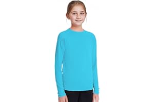 Witwot Girls Sun Shirts Swim Rash Guard Long Sleeve for Kids Boys Outdoor Tops UV Protection Lightweight Quick Dry