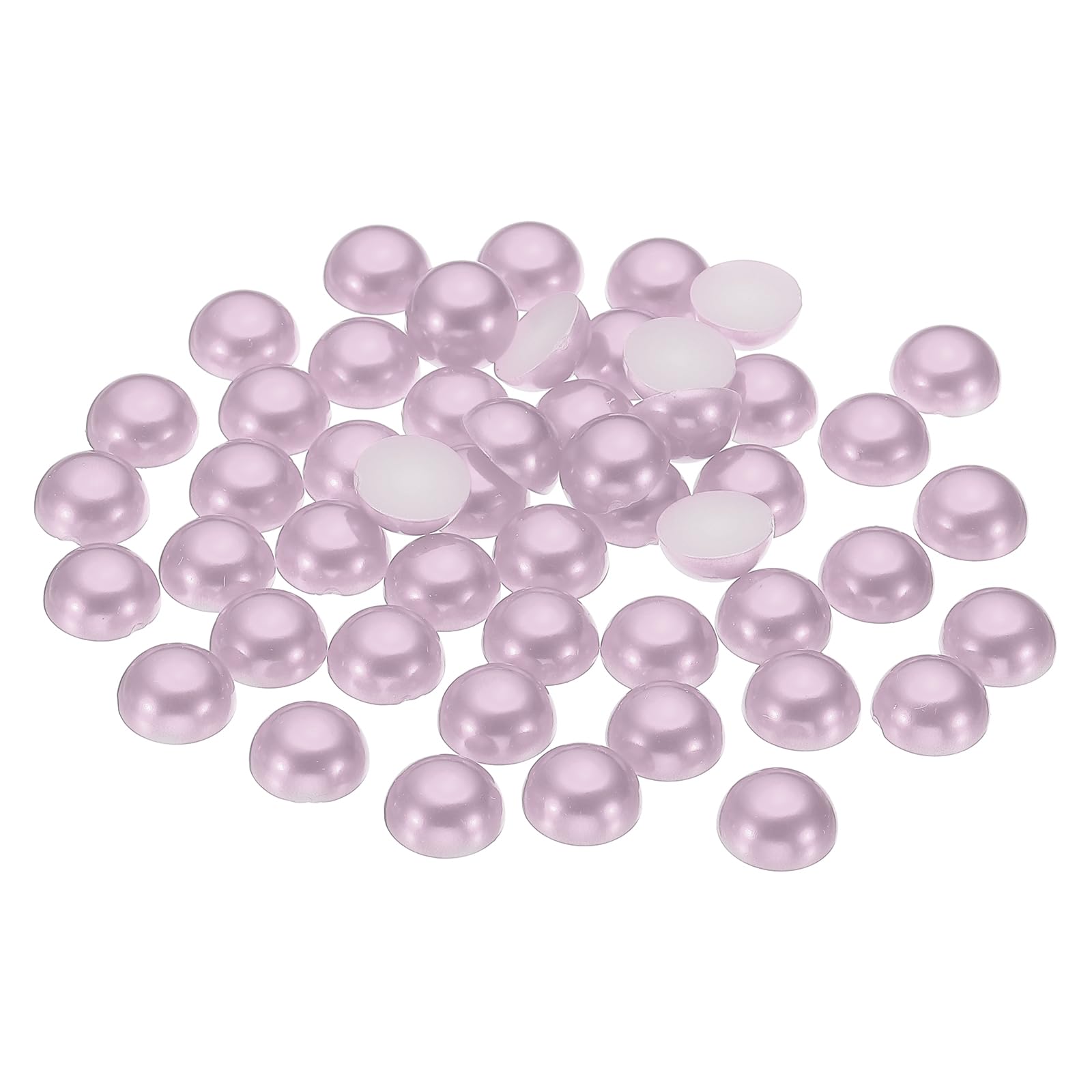 PATIKIL 200Pcs Flatback Pearls Beads for Crafting, 12mm Half Round Resin Beads Flatback Pearls for Nail Charms Handmade Phone Case Embellishment, Light Purple