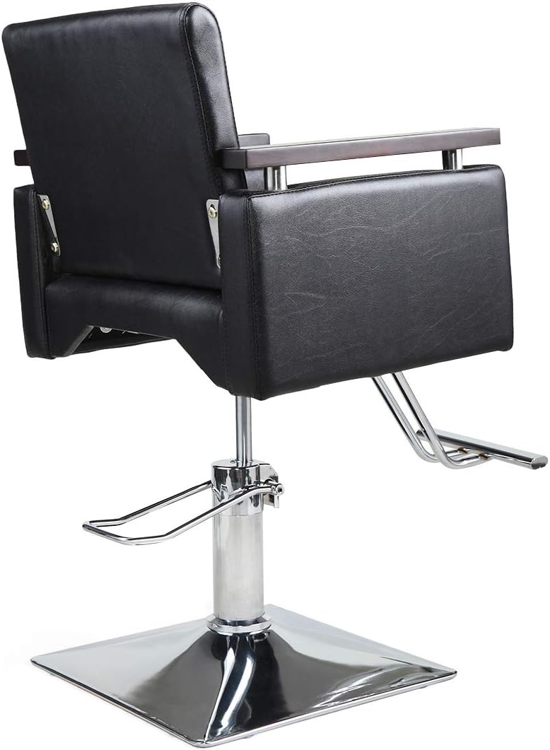 JAXPETY Hydraulic Barber Chair, 360 Degrees Rolling Swivel Wide Styling Salon Chair, All Purpose Beauty Equipment with Foot Rest and Square Base, Black: Kitchen & Dining