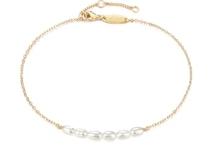 MEVECCO Pearl Anklet Handmade 18k Gold Plated Dainty Boho Beach Cute Ankle Bracelet Adjustable Wafer Layered Turquoises Dangle Coins Foot Chain for Women