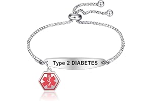 YOTHIWAD Medical Alert Bracelets for Women,Medical Id Bracelets with Free Laser Engraving,Stainless Steel Adjustable Wristband Bracelets Dual-Side Engraving
