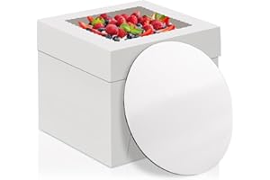 WINKIO 10 Inch Cake Box with Cake Boards, 2 Pack Disposable Cake Carrier, Cakes Transport Container, White Bakery Holder with Window, for Cookies Pies Cupcakes Pastry (10×10×8 Inches)