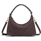 Woven Suede Shoulder Bag - Stylish Hobo Satchel, Slouchy Handbag, Crescent Crossbody Purse & Tote