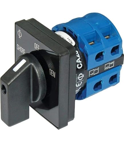 Blue Sea Systems Interruttore Rotativo 9077 AC 65A 240V | OFF + 3 Posizioni Per Sorgenti CA