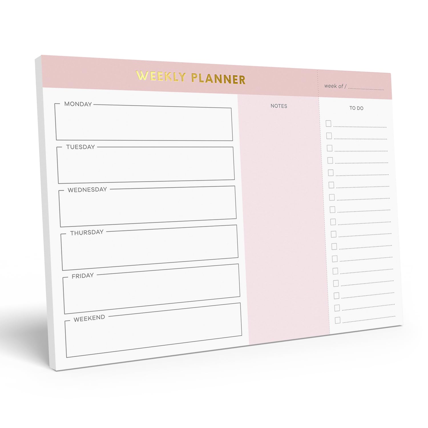 Sweetzer & Orange Weekly To Do List Pad. Gold Foil Weekly Organizer Notepad with Daily Agenda Squares. 7x10” Day Scheduler 2026 - Student Agenda, Work Log, and Checklist Note Pad. — image 1
