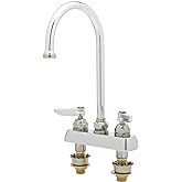 T&S Brass B-1141-XS B-1141-Xs, Workboard Faucet, Deck Mount, 4-Inch Centers, Swivel Gooseneck, Lever Handles, 2-Inch Shanks, Chrome