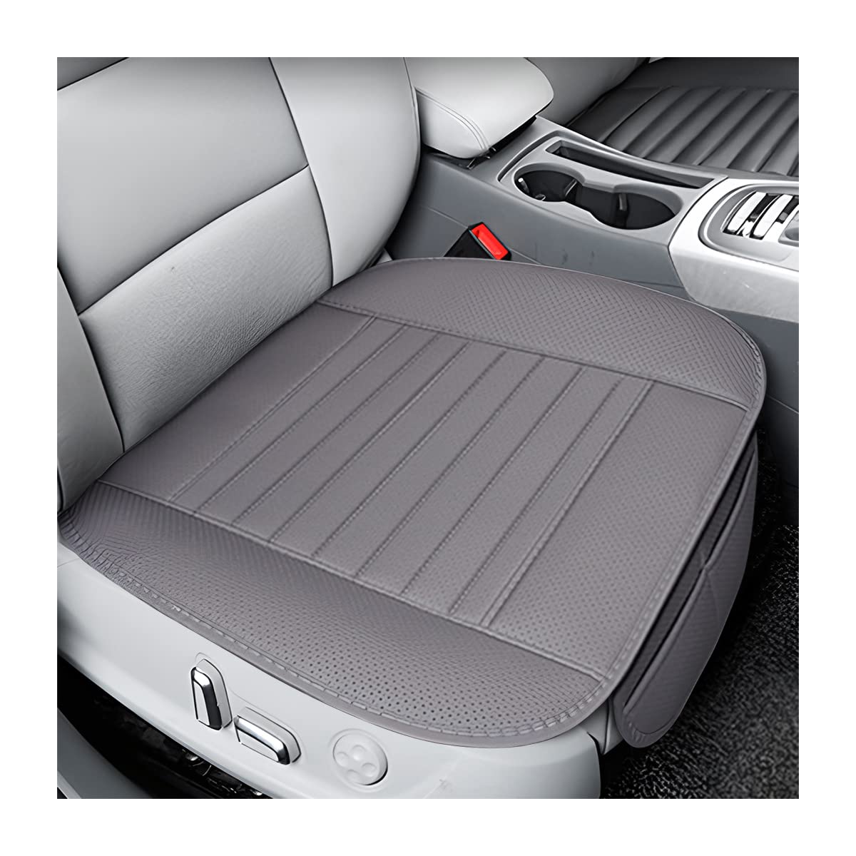 Photo 1 of 8sanlione Leather Car Seat Cover, Car Front Seat Cushion/Protector, Breathable Comfort Automotive Seat Cover, Compatible with Most Cars, Vehicles, SUVs, Car Interior Accessories for Men Women (Gray)