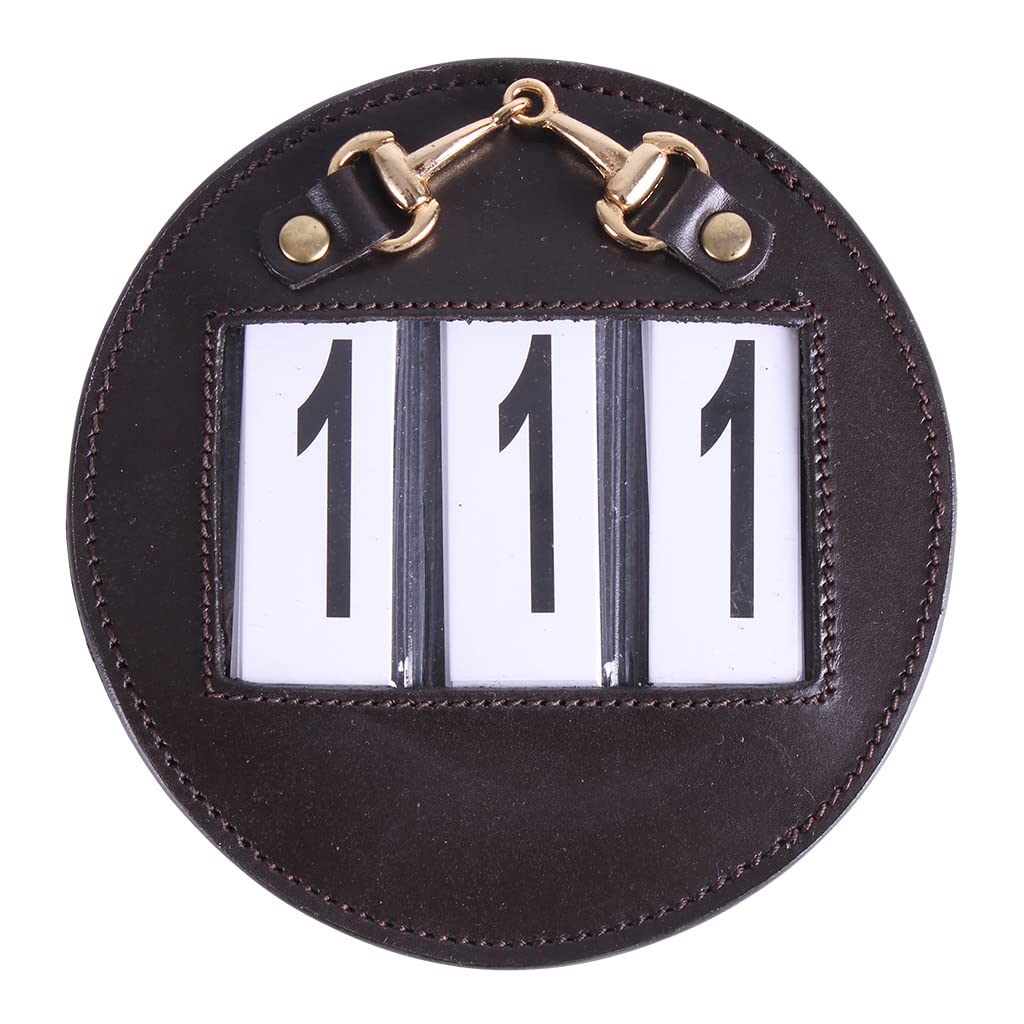 Equipride Bling Leather Bridle Number Holders Crystals for Dressage Showing Comps SET OF 2 BROWN