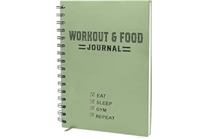 Nextnoid Hardcover Fitness & Food Journal - Workout & Meal Planner Notebook for Men & Women - A5 Sturdy Food Log Journal to Track Diet, Gym & Home Workouts - Green