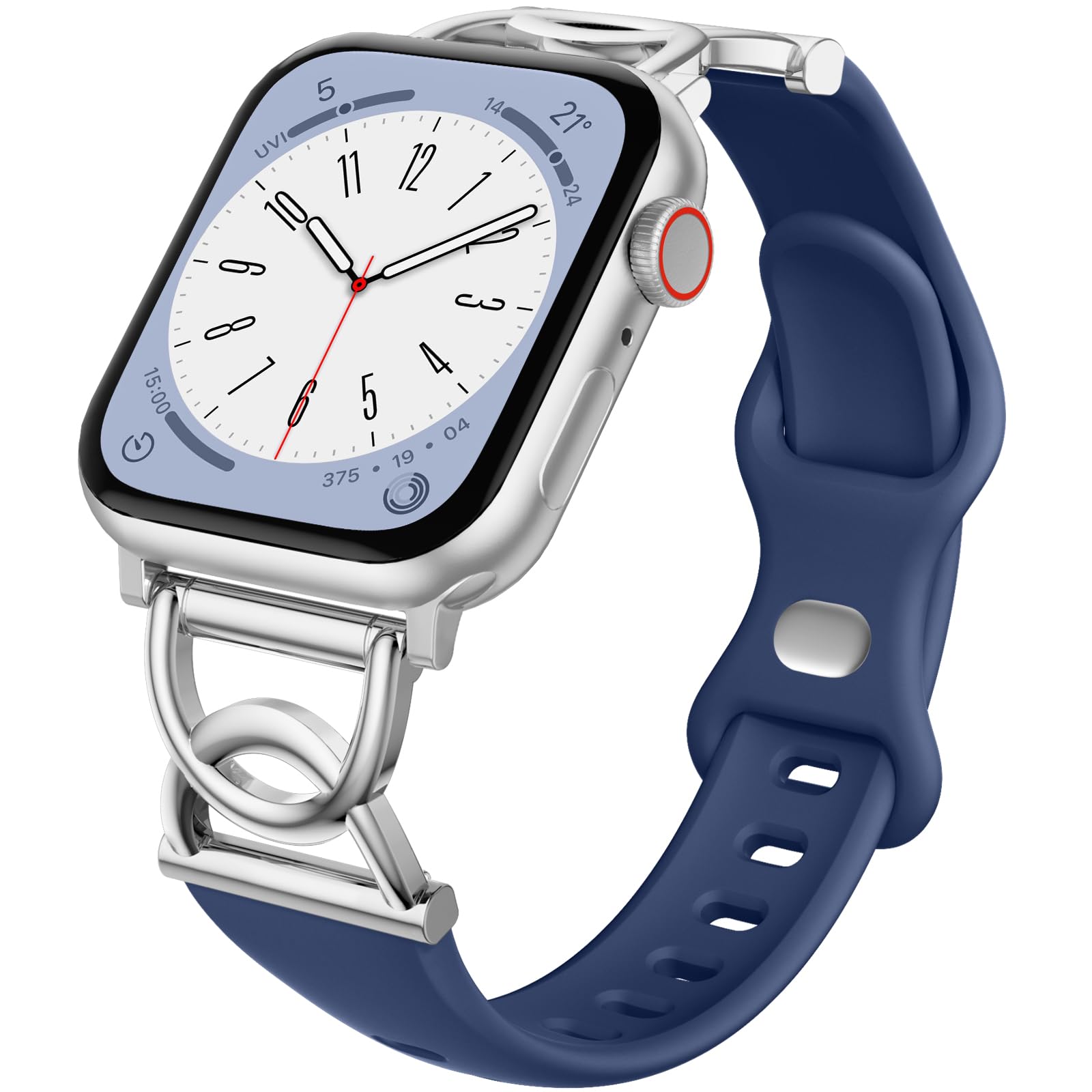 DaQin Slim Silicone Band Compatible with Apple Watch Bands for Women 44mm 42mm 45mm 46mm, Stylish Thin Skinny Narrow Dressy Sport Strap for iWatch Bands Series 11 10 9 8 7 6 5 4 3 2 1 SE, Dark Blue