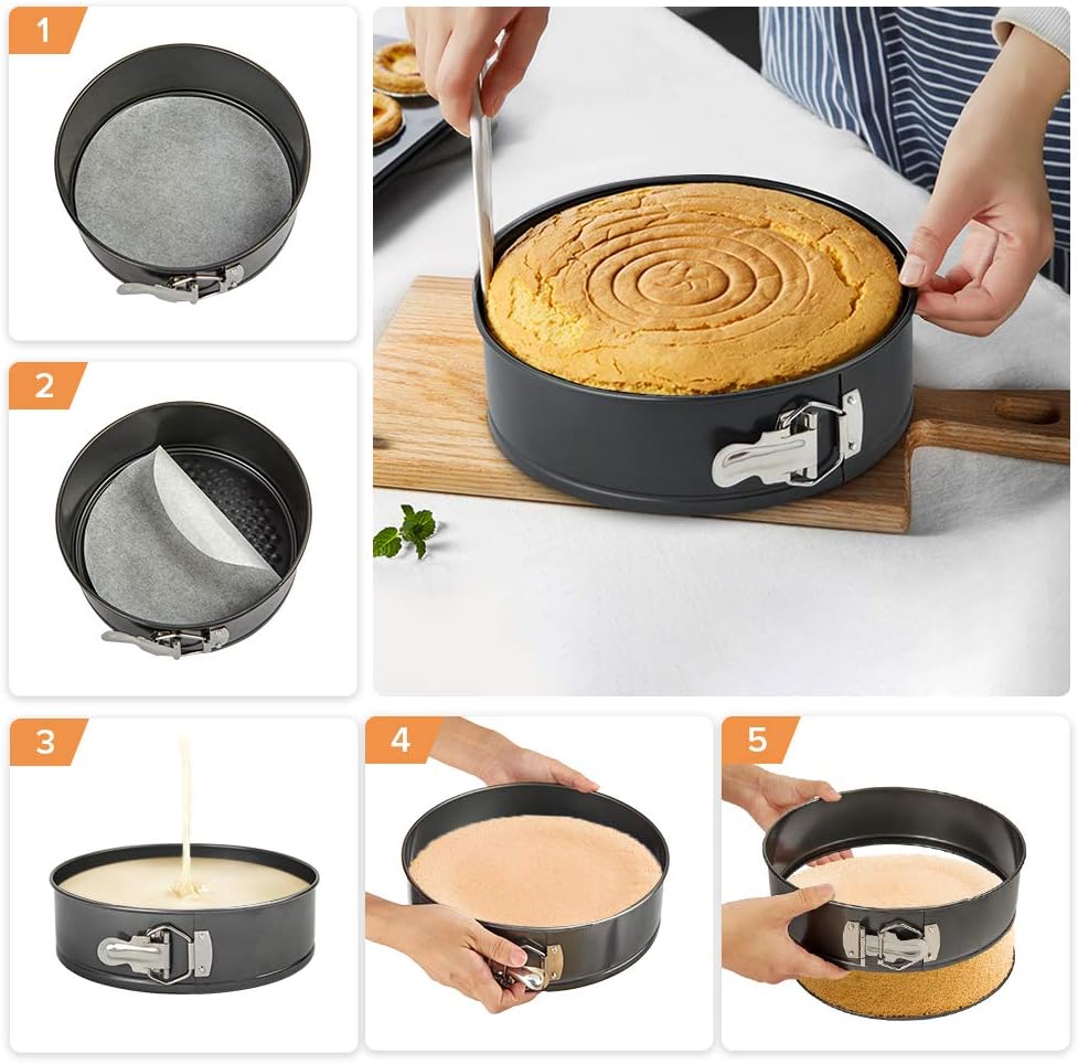 Springform Pan Set 3 Pieces/Set, Heart-shaped & Round &Square pan, Detachable, Non-stick, Baking Chesecake Pans Set for baker and baking enthusiast: Kitchen & Dining